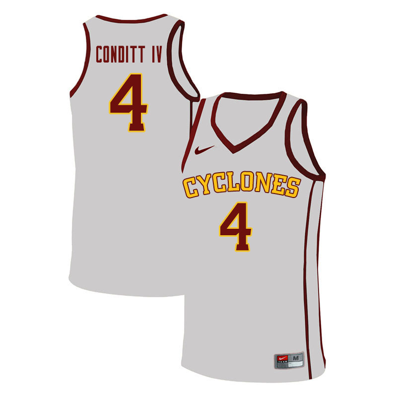 Men #4 George Conditt IV Iowa State Cyclones College Basketball Jerseys Sale-White - Click Image to Close